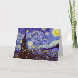 Van Gogh Sterrennacht Merry KerstGold Art Feestdagen Kaart
