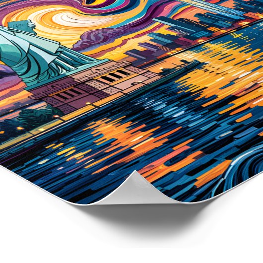 Van Gogh Sterrennacht New York Liberty Travel Poster (Hoek)