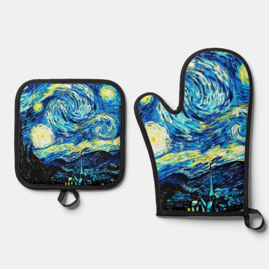 Van Gogh - Sterrennacht Ovenwant & Pannenlap Set (Voorkant)