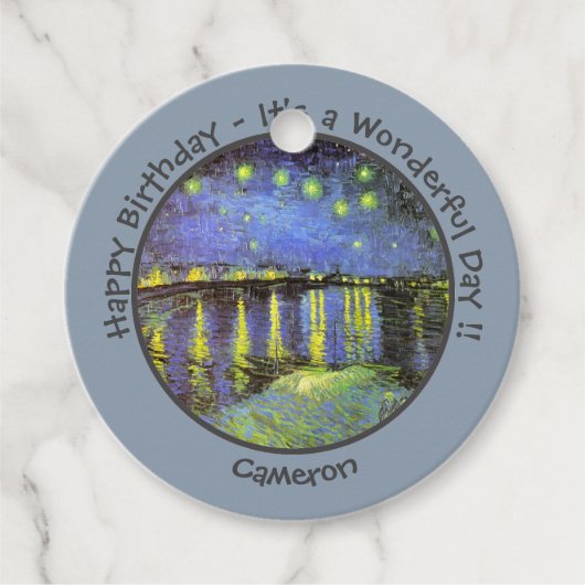 van Gogh Sterrennacht Over de Rhône Feestartikelen Bedankjes Labels (Voorkant)