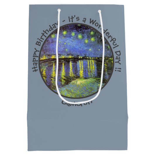 van Gogh Sterrennacht Over de Rhône Feestartikelen Medium Cadeauzakje (Achterkant)