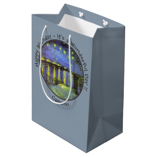 van Gogh Sterrennacht Over de Rhône Feestartikelen Medium Cadeauzakje (Achterkant Gekanteld)