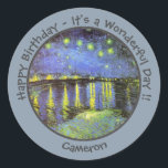 van Gogh Sterrennacht Over de Rhône Feestartikelen Ronde Sticker<br><div class="desc">Al onze producten zijn gemaakt met grote afbeeldingen die zorgvuldig zijn bewerkt om de beste resolutie,  kleur en detail mogelijk te maken.</div>