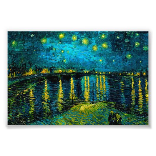 Van Gogh Sterrennacht over de Rhône Foto Afdruk (Voorkant)
