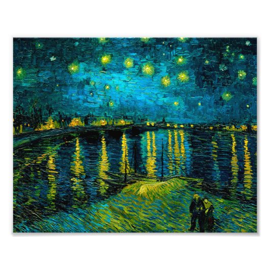 Van Gogh Sterrennacht over de Rhône Foto Afdruk (Voorkant)