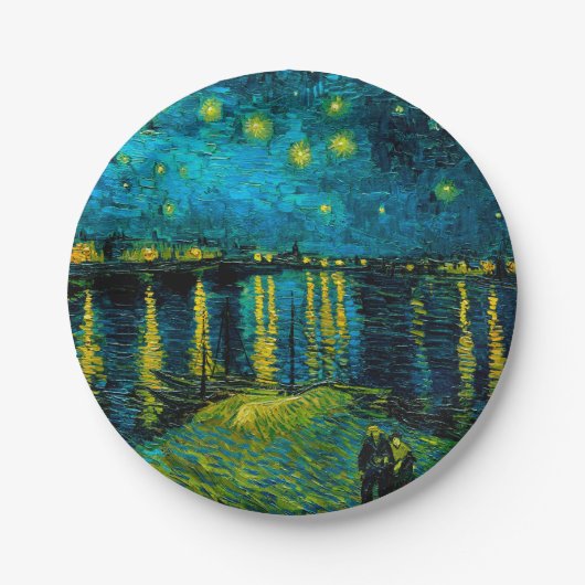 Van Gogh Sterrennacht over de Rhône Papieren Bordje (Voorkant)