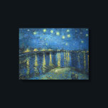 Van Gogh: Sterrennacht over de Rijn Canvas Afdruk<br><div class="desc">Van Gogh: Sterrennacht over de Rhône. Fantastisch klassiek landschap geschilderd door de Nederlandse schilder Vincent Willem van Gogh. ,  Vincent van Gogh,  post impressionisme,  impressionist,  post impressionist,  cadeau,  landschap,  sterrennacht over de rhone</div>