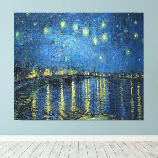 Van Gogh Sterrennacht over de Rijn Canvas Afdruk (Insitu (Houten vloer))