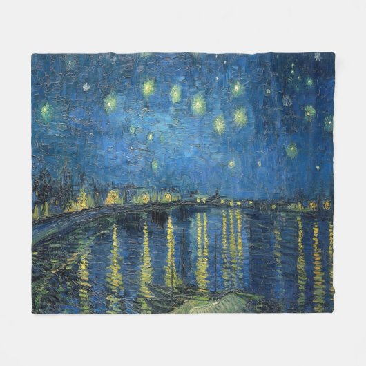 Van Gogh Sterrennacht over de Rijn Fleece Deken (Voorkant (Horizontaal))