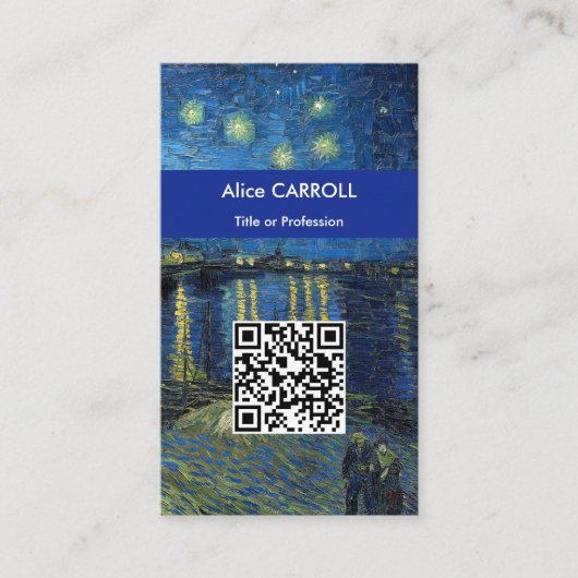 Van Gogh - Sterrennacht over de Rijn - QR-code Visitekaartje (Voorkant)