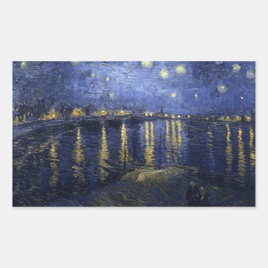 Van Gogh Sterrennacht over de Rijn Rechthoekige Sticker (Voorkant)