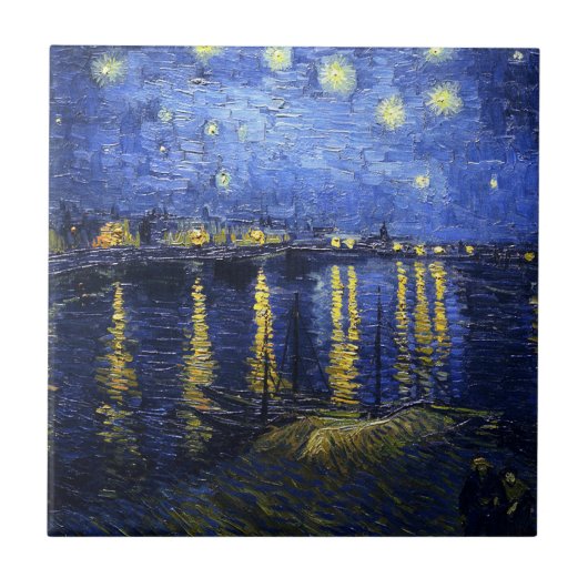 Van Gogh Sterrennacht over de Rijn Tegeltje (Voorkant)