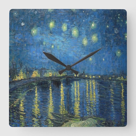 Van Gogh Sterrennacht over de Rijn Vierkante Klok (Voorkant)