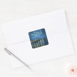 Van Gogh Sterrennacht over de Rijn Vierkante Sticker
