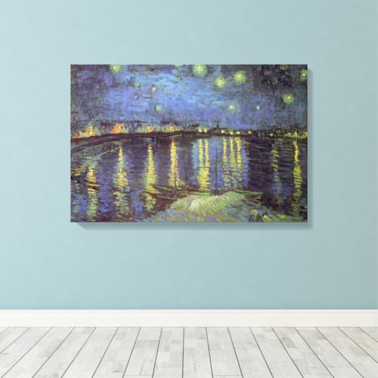 Van Gogh Sterrennacht over Rhone Canvas Afdruk (Insitu (Houten vloer))