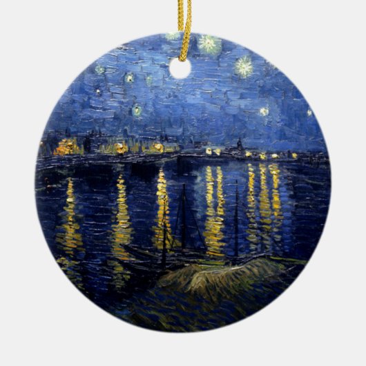 Van Gogh Sterrennacht over Rhone Keramisch Ornament (Voorkant)