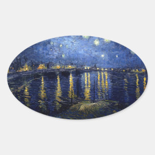 Van Gogh Sterrennacht over Rhone Ovale Sticker