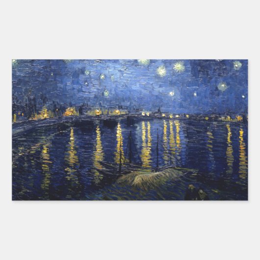 Van Gogh Sterrennacht over Rhone Rechthoekige Sticker (Voorkant)