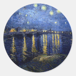 Van Gogh Sterrennacht over Rhone Ronde Sticker