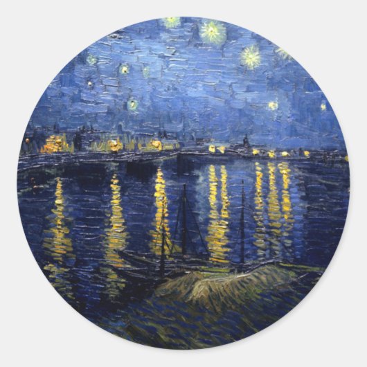 Van Gogh Sterrennacht over Rhone Ronde Sticker (Voorkant)