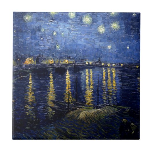 Van Gogh Sterrennacht over Rhone Tegeltje (Voorkant)