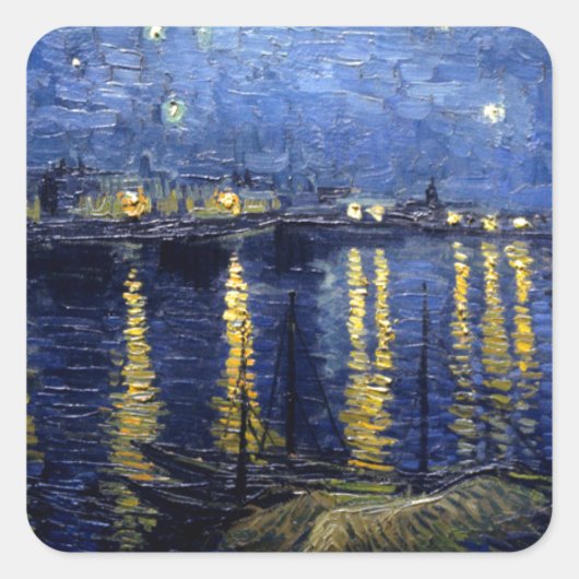Van Gogh Sterrennacht over Rhone Vierkante Sticker (Voorkant)
