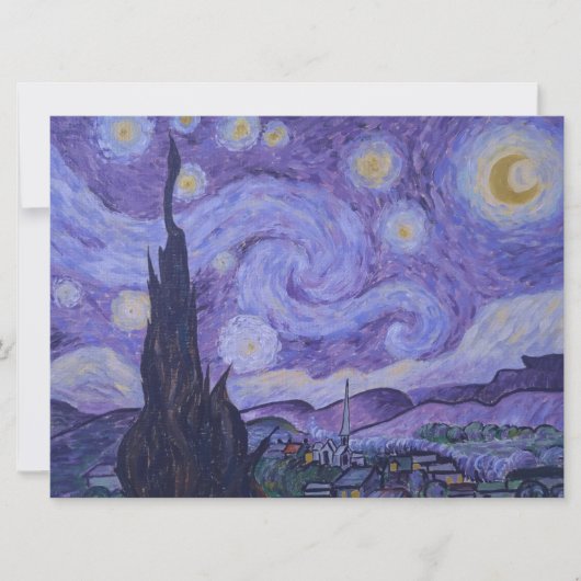Van Gogh Sterrennacht Paarse Art Print Platte Kaar Kaart (Voorkant)