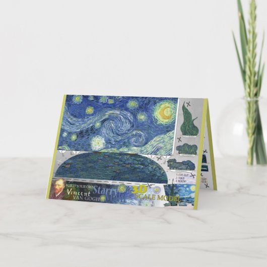 Van Gogh Sterrennacht Papier Craft 3D Kaart (Voorkant)