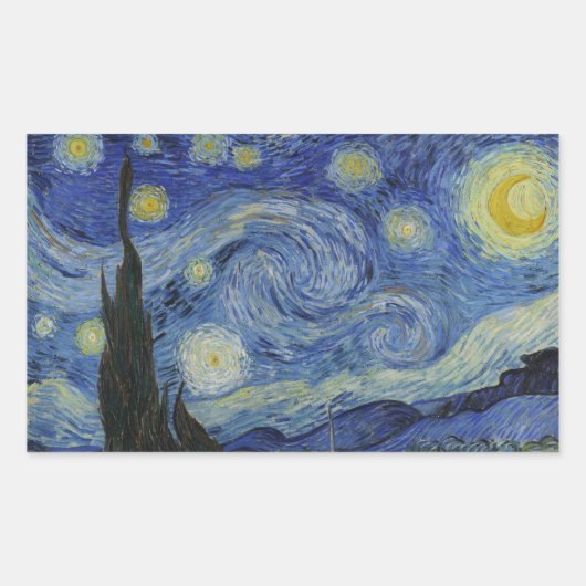 Van Gogh - Sterrennacht rechthoekige Sticker (Voorkant)