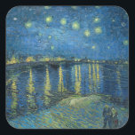 Van Gogh Sterrennacht Rhone Painting Vierkante Sticker<br><div class="desc">Vincent Van Gogh (30 maart 1853 - 29 juli 1890) was een invloedrijke Nederlandse post-impressionistische schilder. Dit schilderij is Sterrennacht over de Rhone.</div>