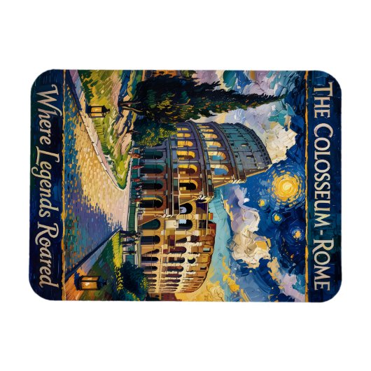 Van Gogh Sterrennacht Rome Colosseum Italië Reizen Magneet (Horizontaal)