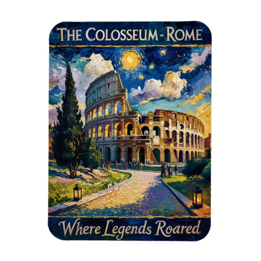 Van Gogh Sterrennacht Rome Colosseum Italië Reizen Magneet (Verticaal)