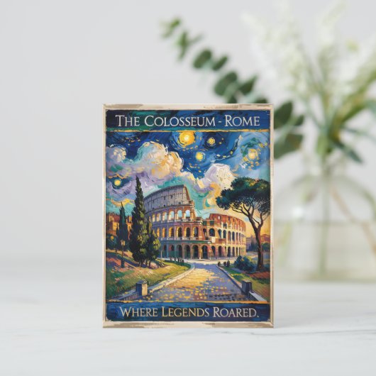 Van Gogh Sterrennacht Rome Italië Colosseum Reizen Briefkaart (Staand voorkant)