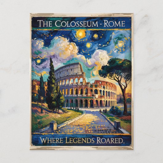 Van Gogh Sterrennacht Rome Italië Colosseum Reizen Briefkaart (Voorkant)
