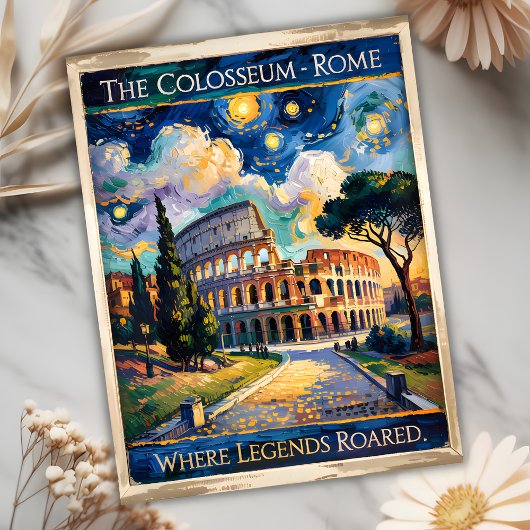 Van Gogh Sterrennacht Rome Italië Colosseum Reizen Briefkaart