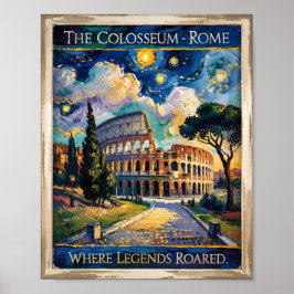 Van Gogh Sterrennacht Rome Italië Colosseum Reizen Poster