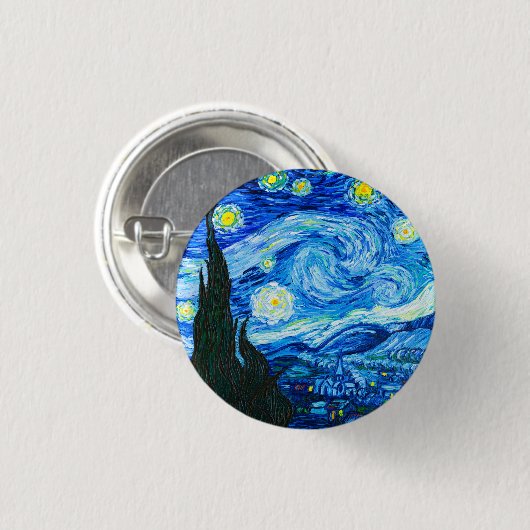 Van Gogh Sterrennacht Ronde Button 3,2 Cm (Voorkant /achterkant)