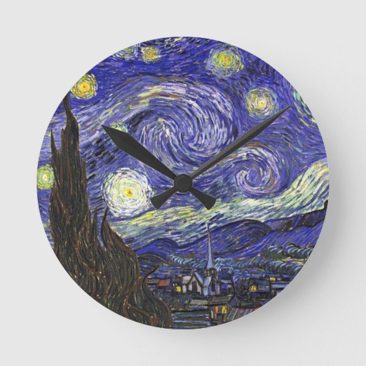 Van Gogh Sterrennacht Ronde Klok (Voorkant)