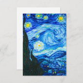 Van Gogh Sterrennacht RSVP Kaartje (Voorkant / Achterkant)