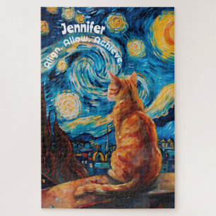 Van Gogh Sterrennacht Schattigee kattenpuzzel Legpuzzel