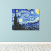 Van Gogh Sterrennacht schilderen Canvas Afdruk (Insitu (Houten vloer))