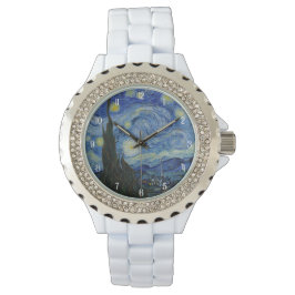 Van Gogh Sterrennacht Schilderen Elegante Vrouwen Horloge