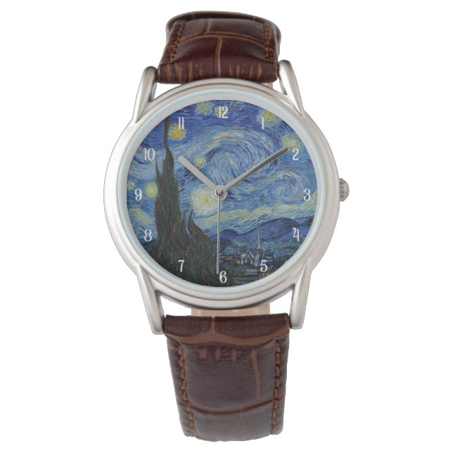 Van Gogh Sterrennacht Schilderen Elegante Vrouwen Horloge (Voorkant)
