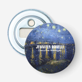 Van Gogh Sterrennacht Schilderij Voeg Jouw naam to Button Flesopener