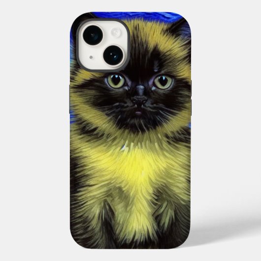 Van Gogh Sterrennacht Siamese kat Case-Mate iPhone Case (Achterkant)