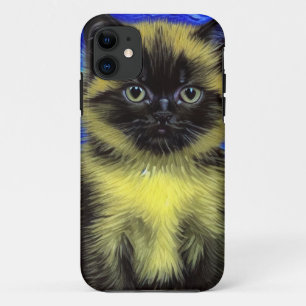 Van Gogh Sterrennacht Siamese kat Case-Mate iPhone Case