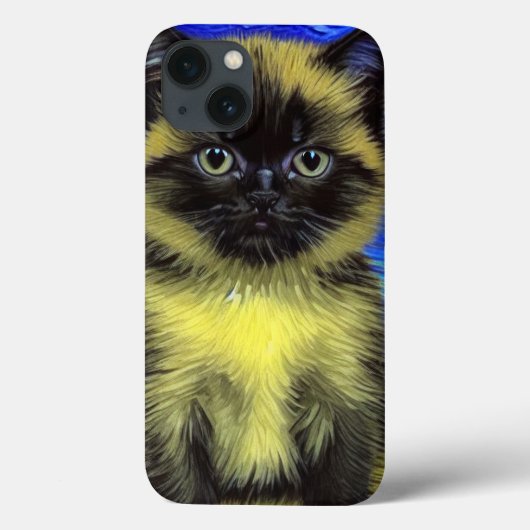 Van Gogh Sterrennacht Siamese kat Case-Mate iPhone Case (Achterkant)