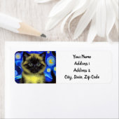 Van Gogh Sterrennacht Siamese kat Etiket (Insitu)