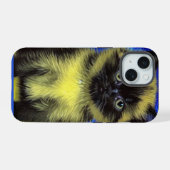 Van Gogh Sterrennacht Siamese Kat iPhone 15 Case (Achterkant horizontaal)