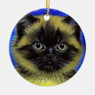 Van Gogh Sterrennacht Siamese kat Keramisch Ornament